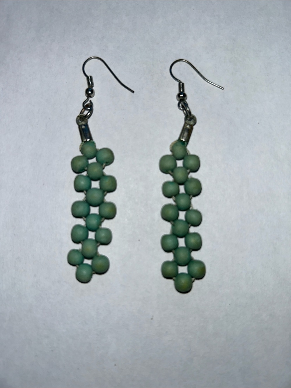 Green Beaded Drop Earrings